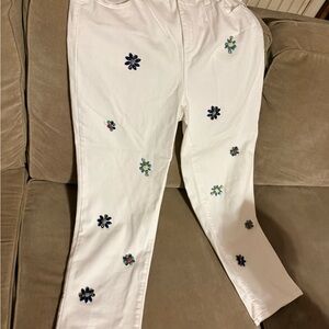 Chico's embellished white jeans